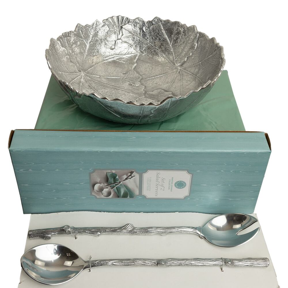 Martha Stewart Park Leaves Collection Aluminum Serving Bowl w/Matching Serveware